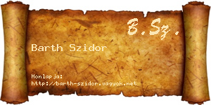 Barth Szidor névjegykártya